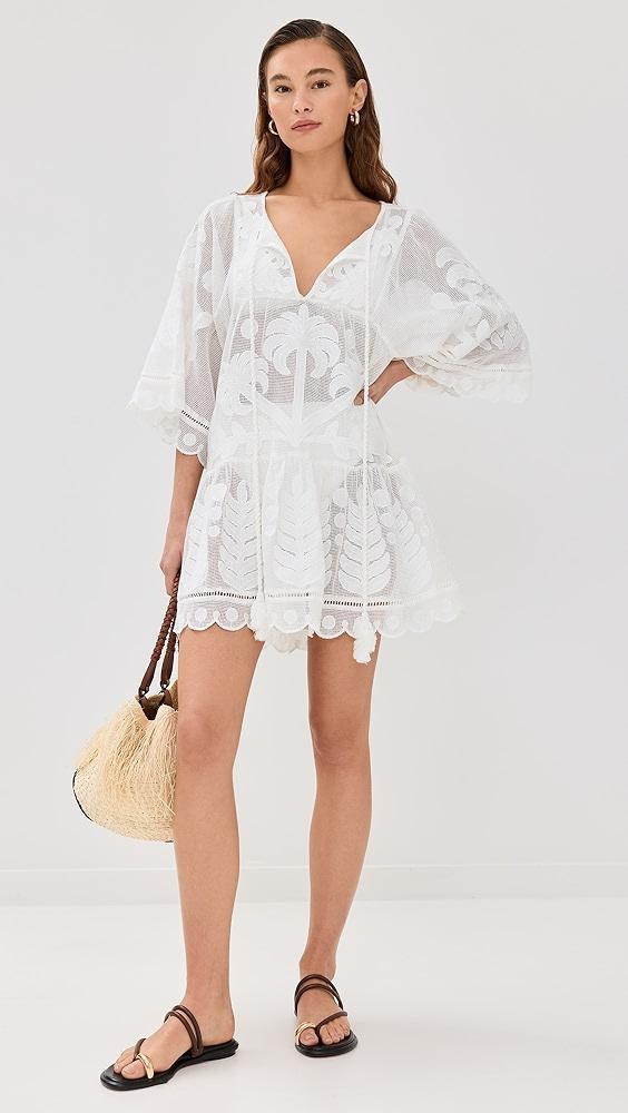 FARM Rio Palm Tree Cutwork White Mini Dress | Shopbop Product Image