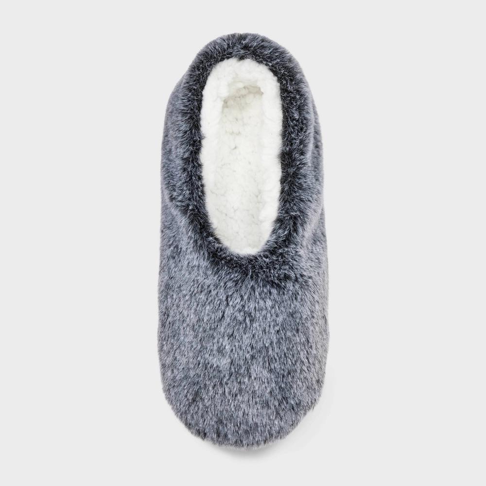 Womens Faux Fur Cozy Pull-On Slipper Socks with Grippers - Auden Black M/L Product Image