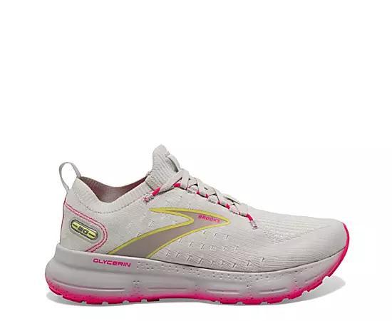 Brooks Glycerin Stealthfit 20 - Womens Grey/Yellow/Pink Product Image