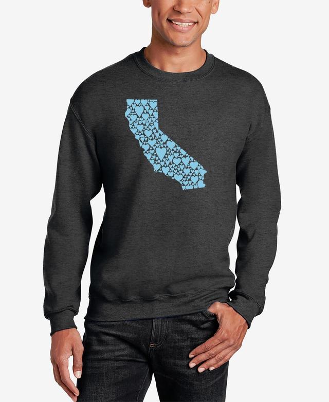 La Pop Art Mens California Hearts Word Art Crew Neck Sweatshirt Product Image