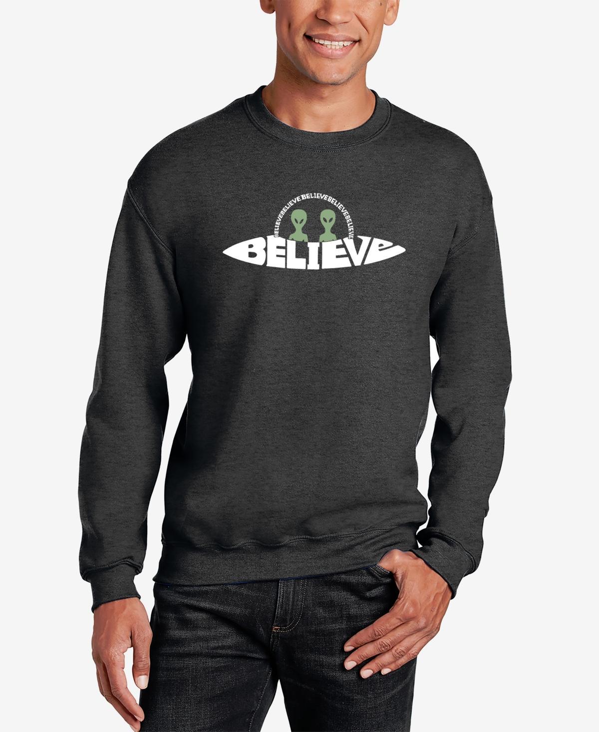 La Pop Art Mens Believe Ufo Word Art Crewneck Sweatshirt Product Image