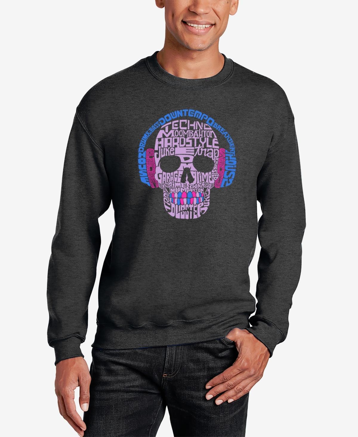 La Pop Art Mens Word Art Crewneck Flower Skull Sweatshirt Product Image