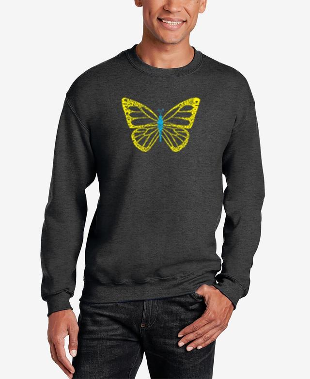 La Pop Art Mens Butterfly Word Art Crew Neck Sweatshirt Product Image