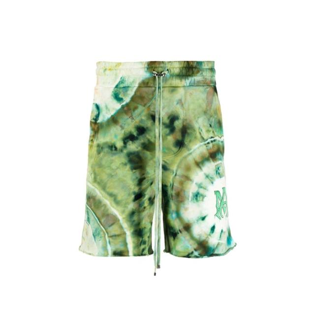 Tie-dye Cotton Shorts In Green Product Image