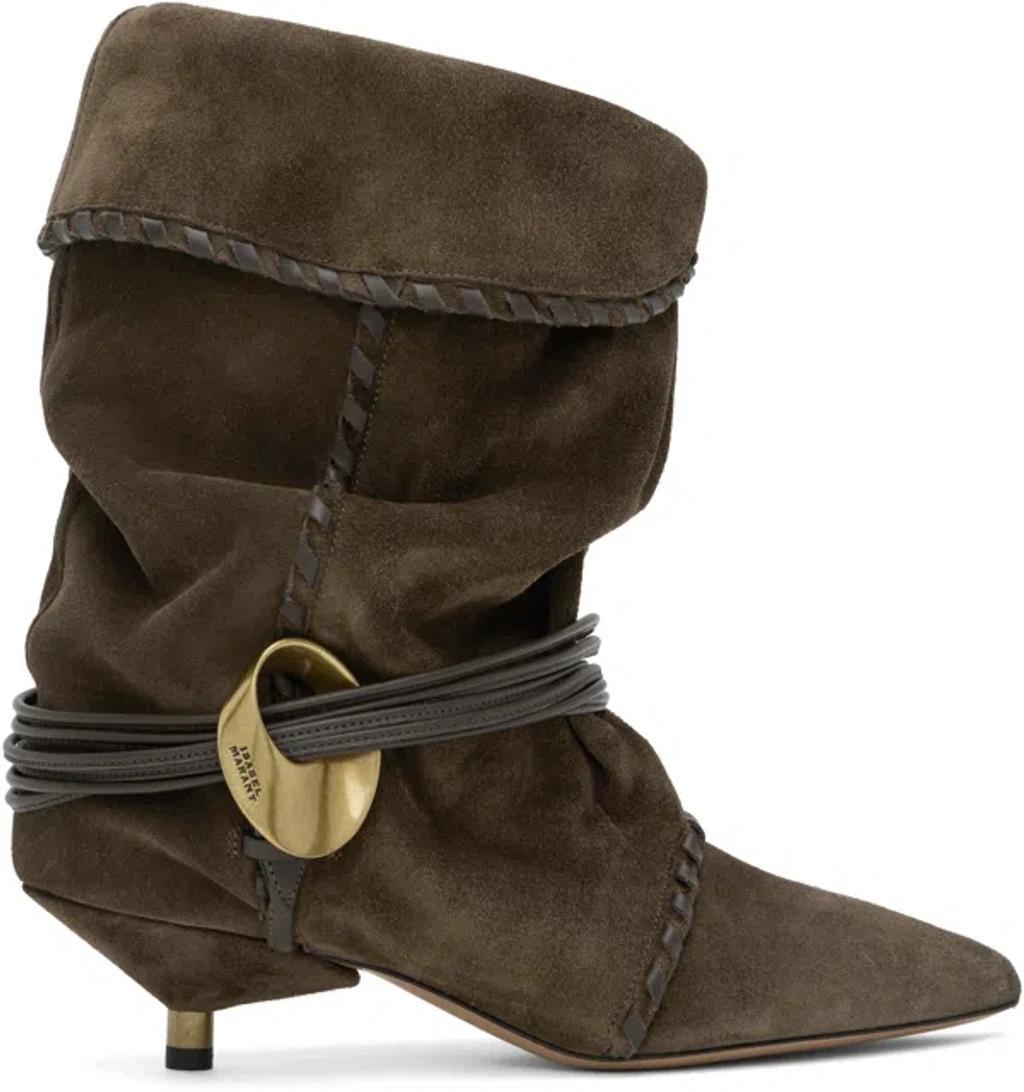 ISABEL MARANT Edrika Pointed Toe Bootie In Bronze product image