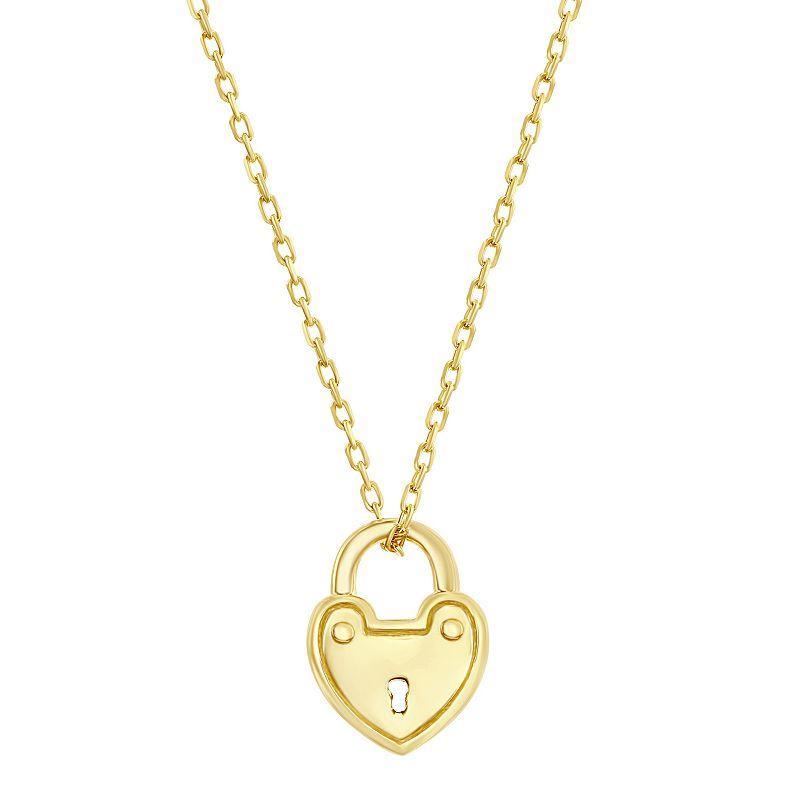 Simply Vera Vera Wang 10k Gold Heart Padlock Pendant Necklace, Womens White Product Image