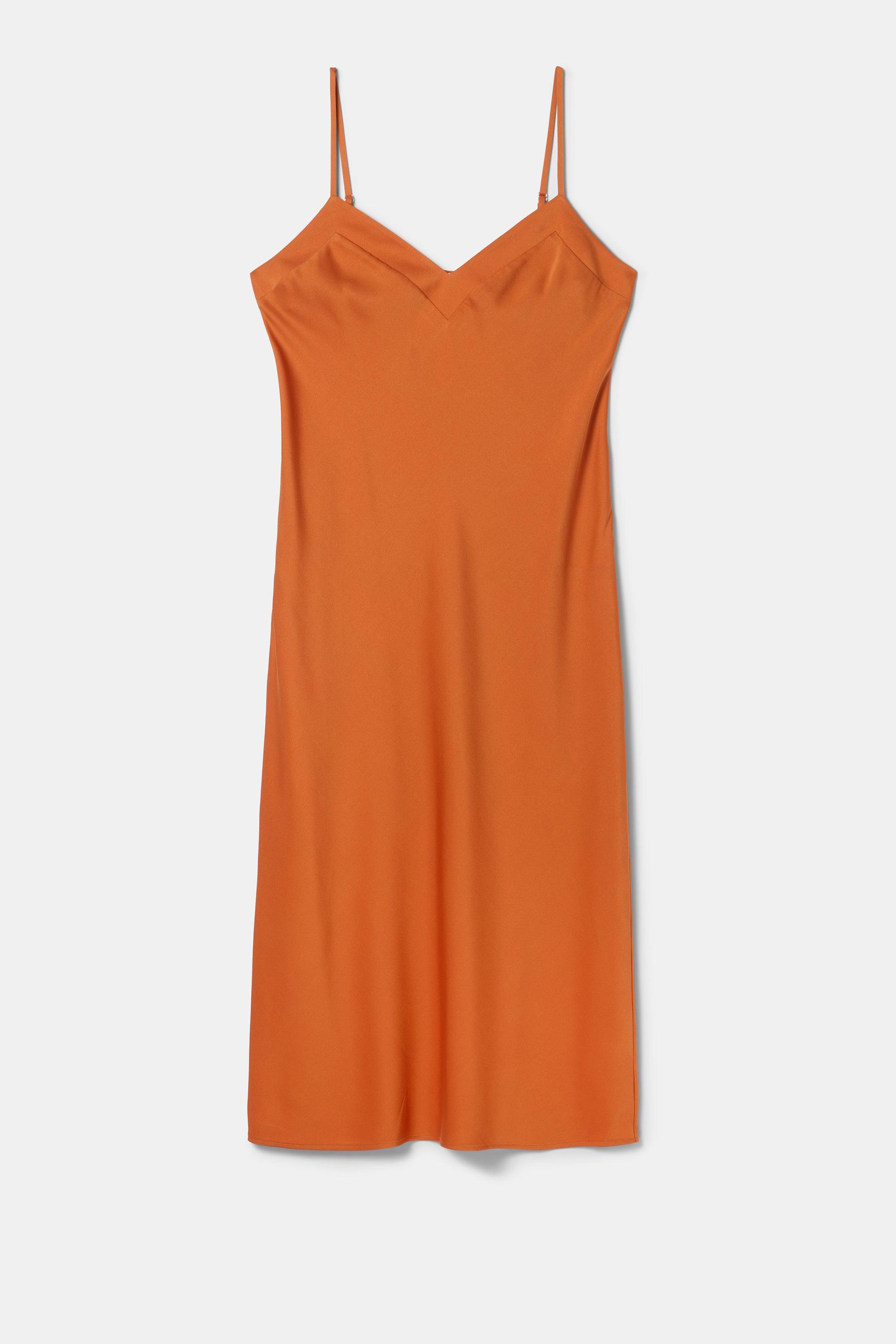 Briana Washable Silk Dress - Sunset Orange Product Image