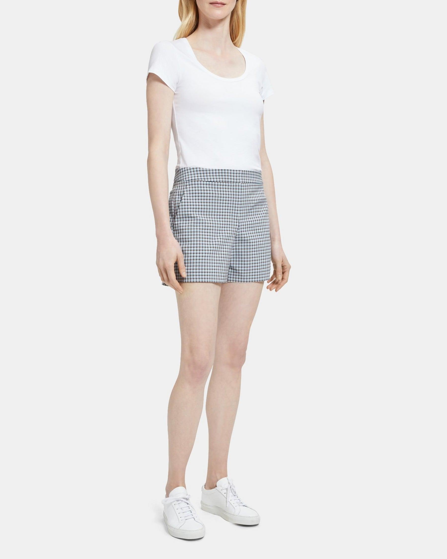 Tailored Short in Viscose Check Product Image