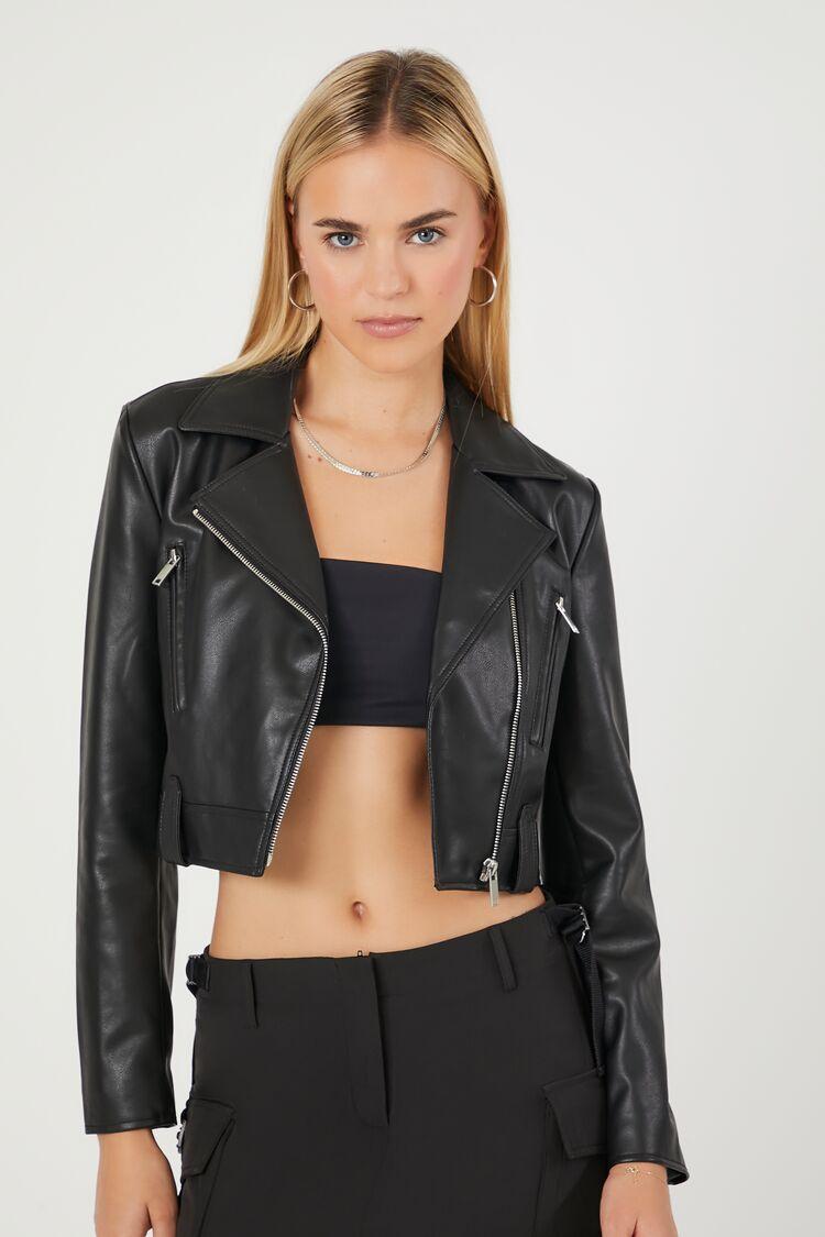 Faux Leather Cropped Moto Jacket | Forever 21 product image