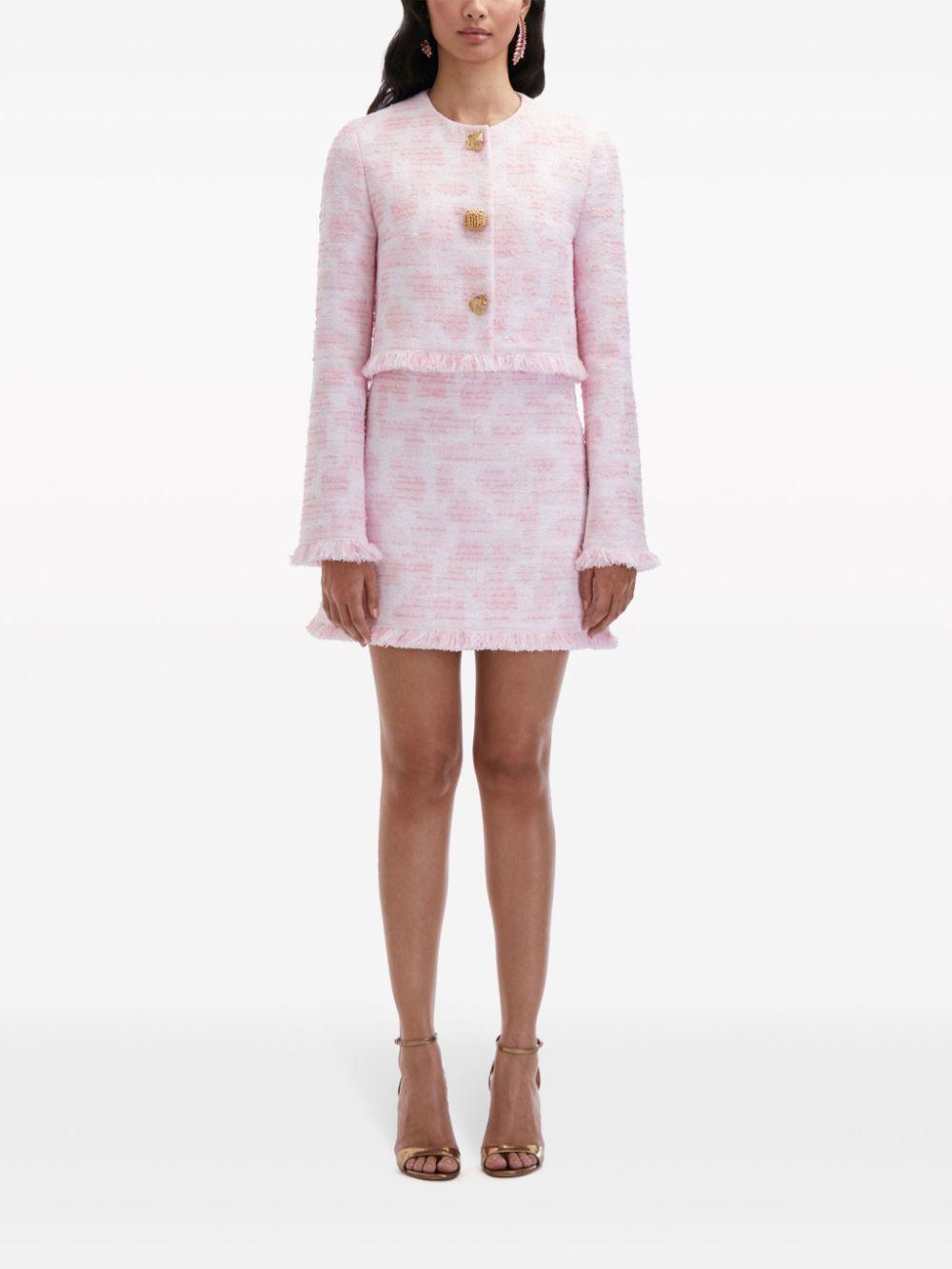 OSCAR DE LA RENTA Jewel-buttoned Tweed Jacket In Light Pink Product Image