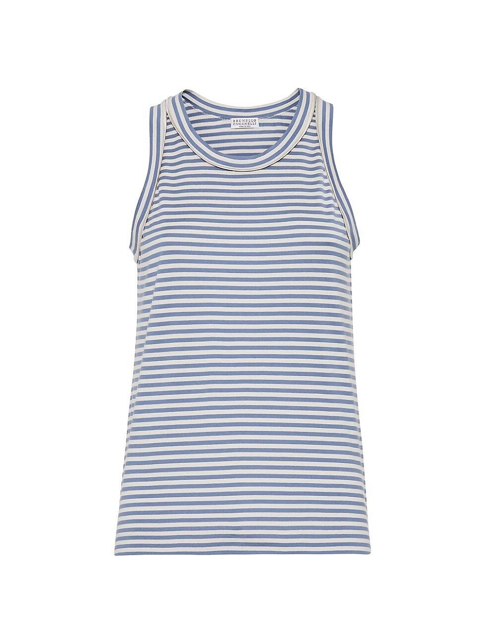 Womens Cotton Striped Jersey Top with Monili Product Image