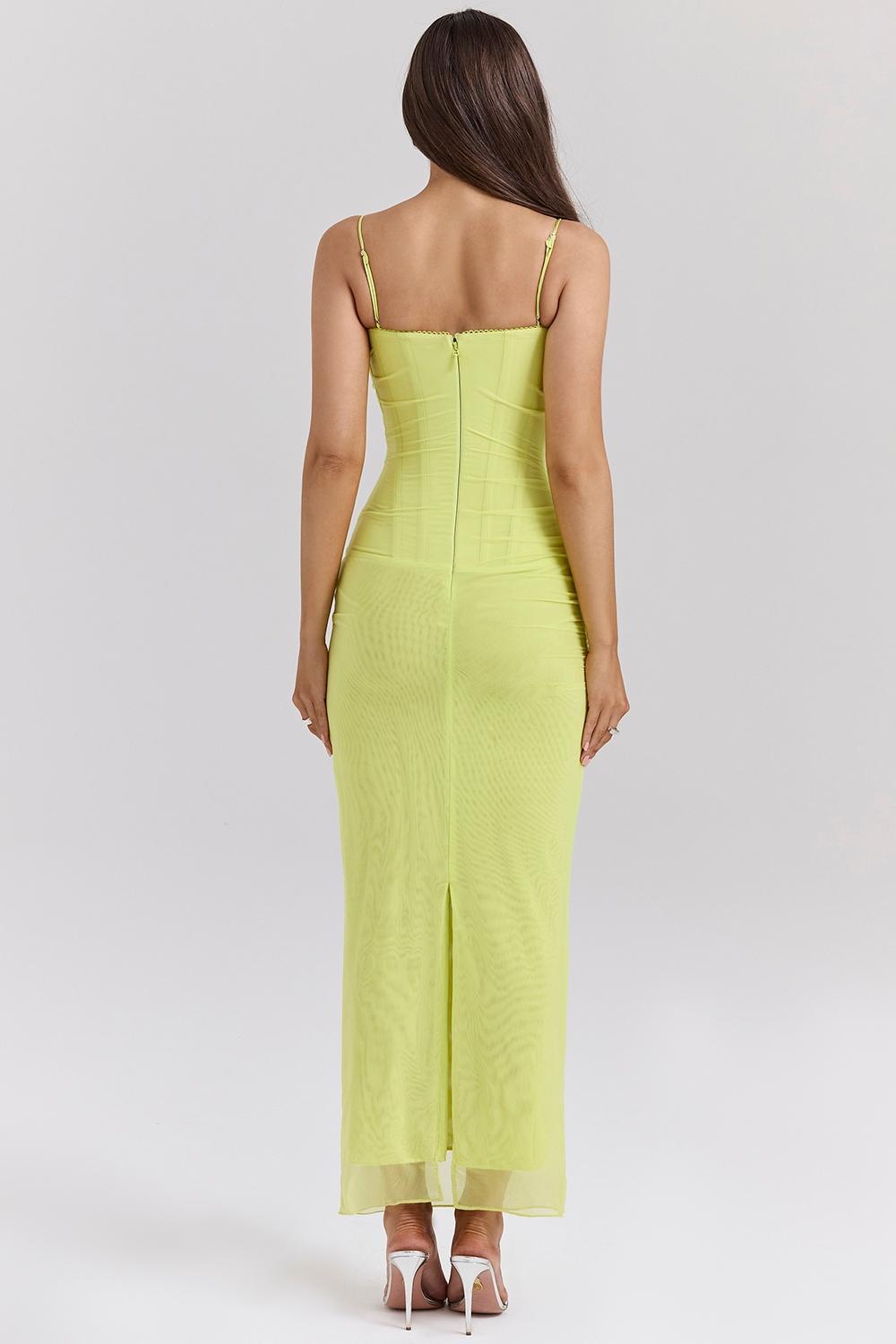 Nalini Acid Lime Corset Maxi Dress Product Image