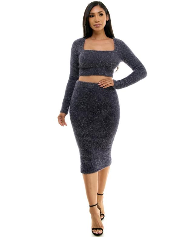 bebe Womens Lurex Eyelash Sweater Set 2piece dress Product Image