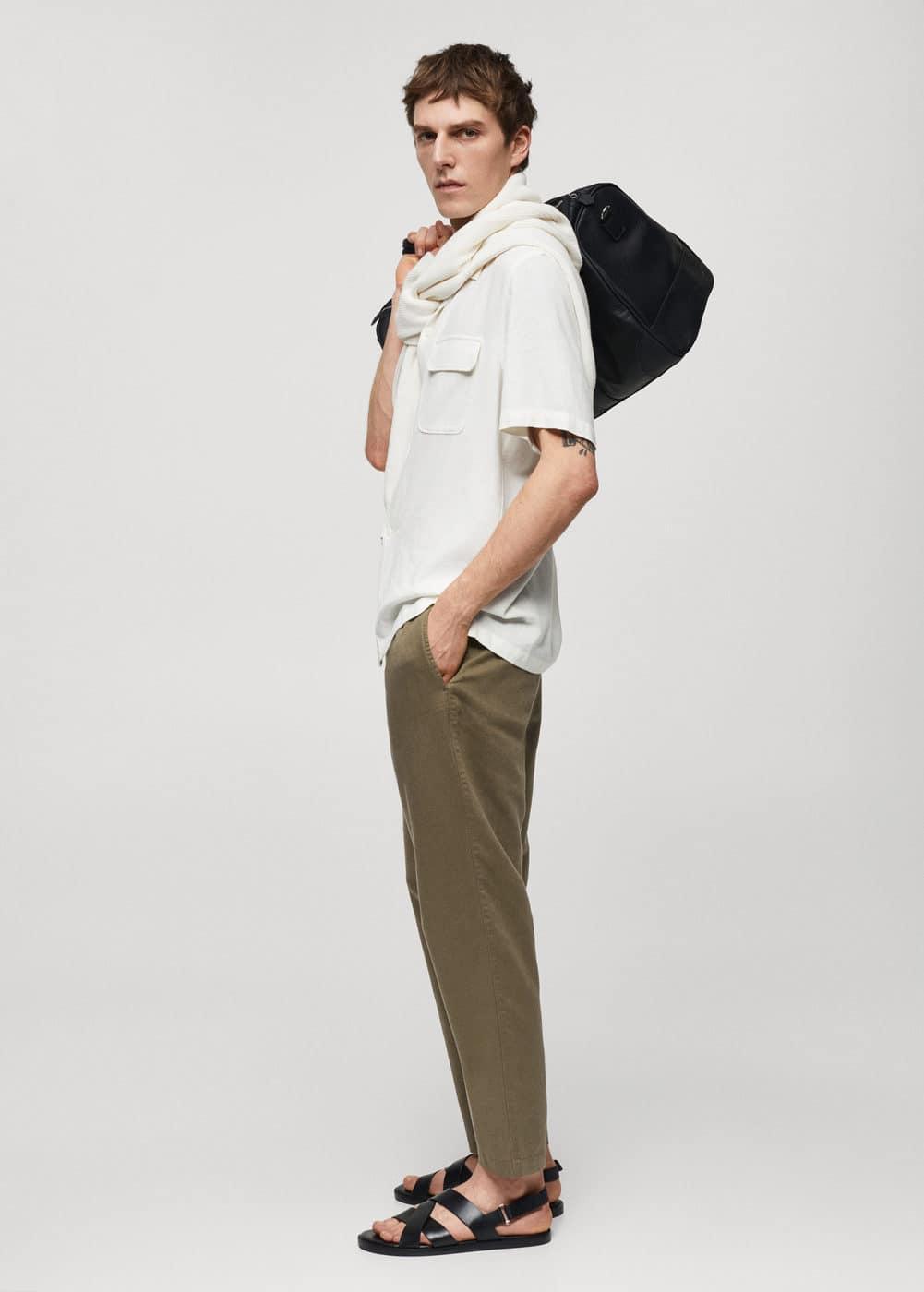 Mango Mens 100 Linen Regular Fit Shirt Pants Set Product Image