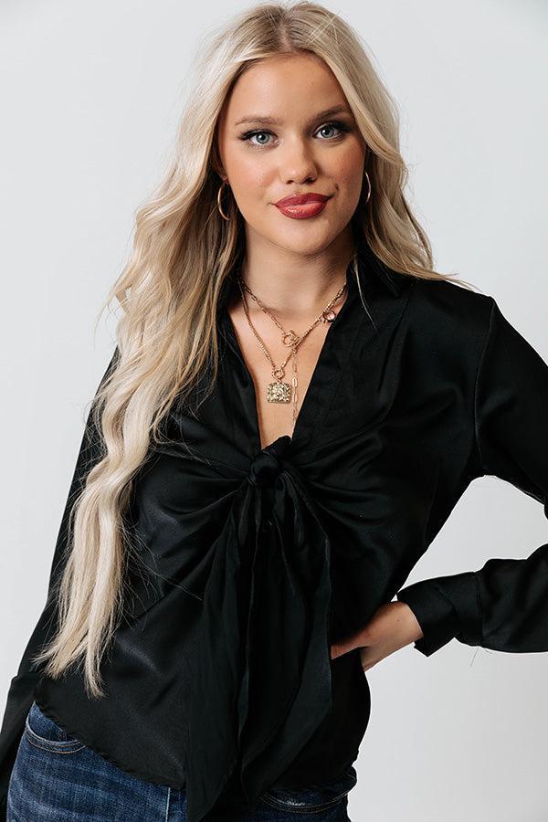 Nashville Lights Front Tie Top In Black Product Image