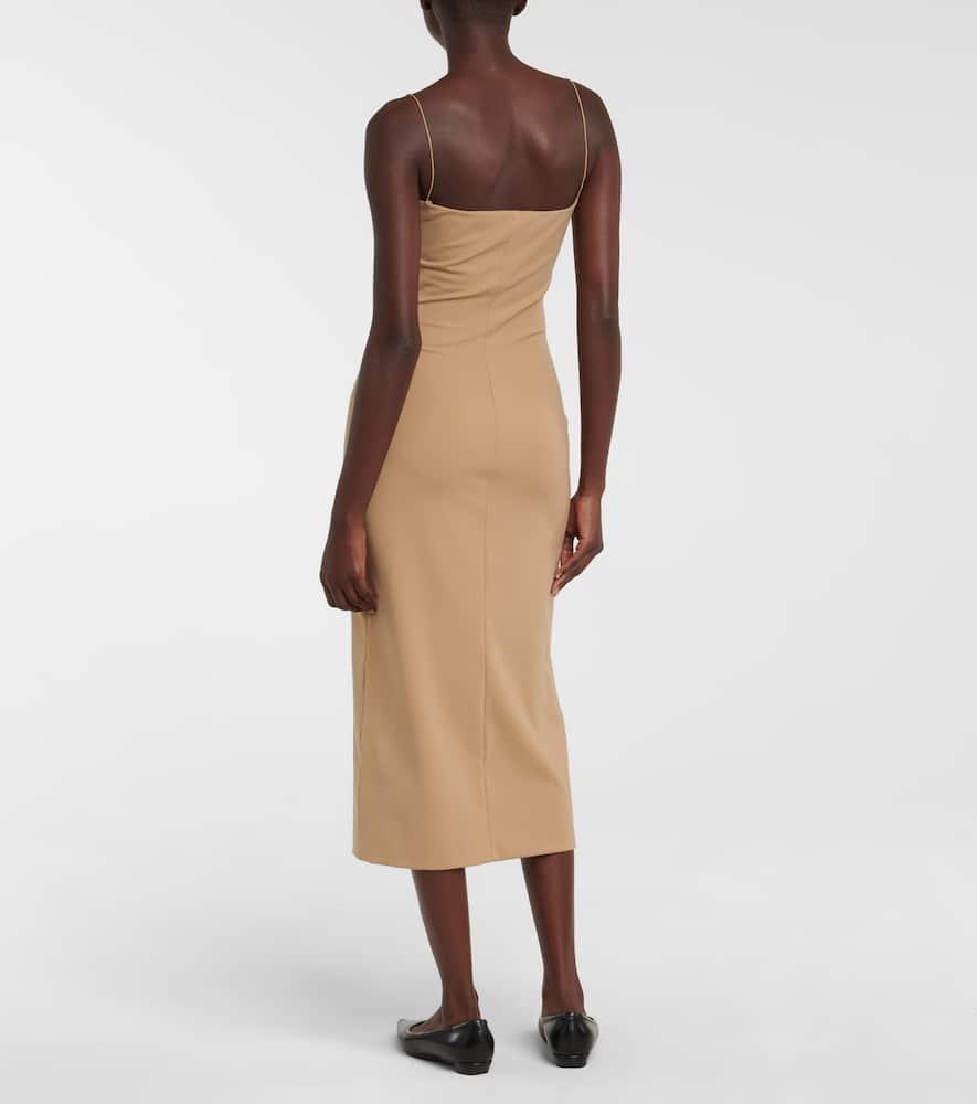 THE ROW Haku Bodycon Jersey Midi Dress In Beige Product Image