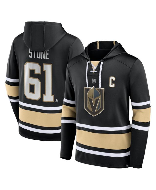 Mens Fanatics Branded Mark Stone Black Vegas Golden Knights Name & Number Lace-Up Pullover Hoodie Product Image