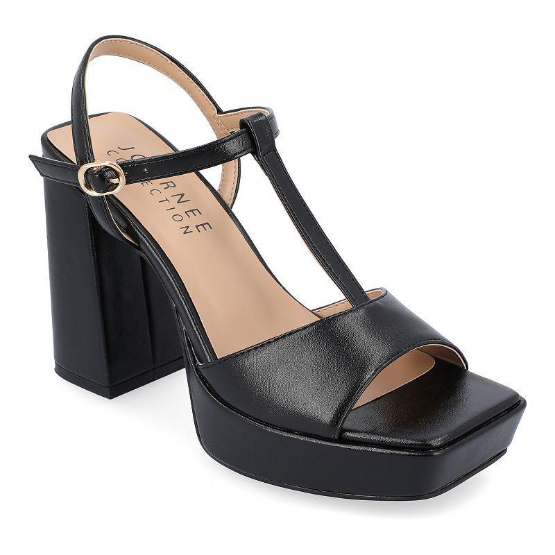 Journee Collection Parson Womens Block Heel Sandals Black Product Image