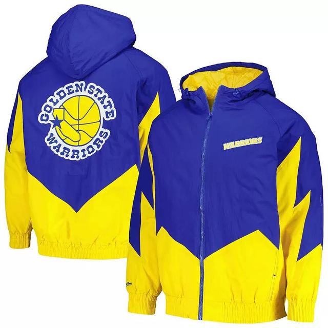 Mens Mitchell & Ness Royal Golden State Warriors Hardwood Classics Retro Quilted Raglan Full-Zip Hoodie Product Image