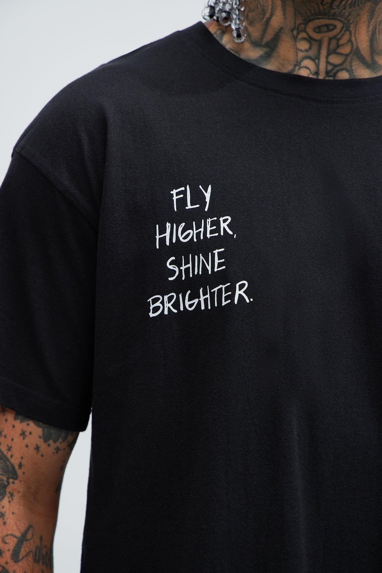 Fly Higher Shine Brighter Short Sleeve Tee - Black Product Image