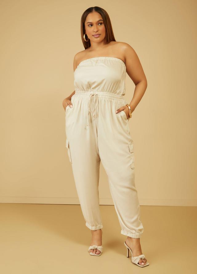 Plus Size Strapless Joggers Jumpsuit Ashley Stewart Product Image