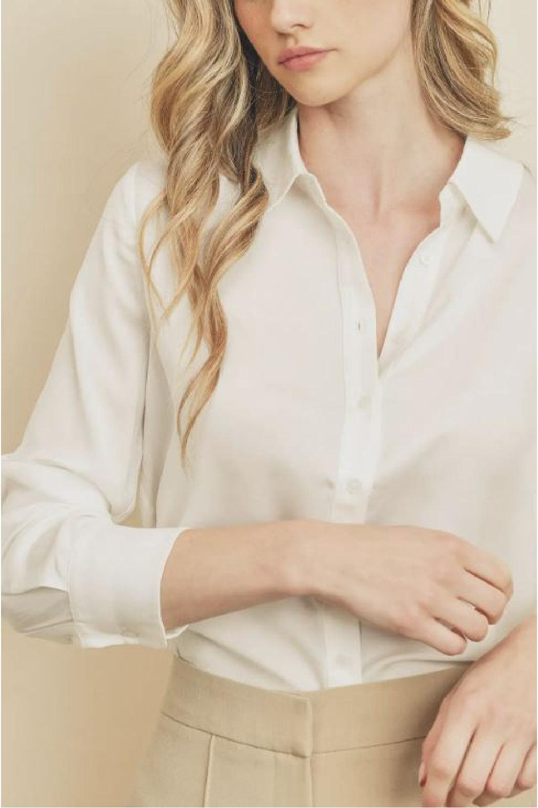 Button Down Satin Slim Shirt Female Product Image