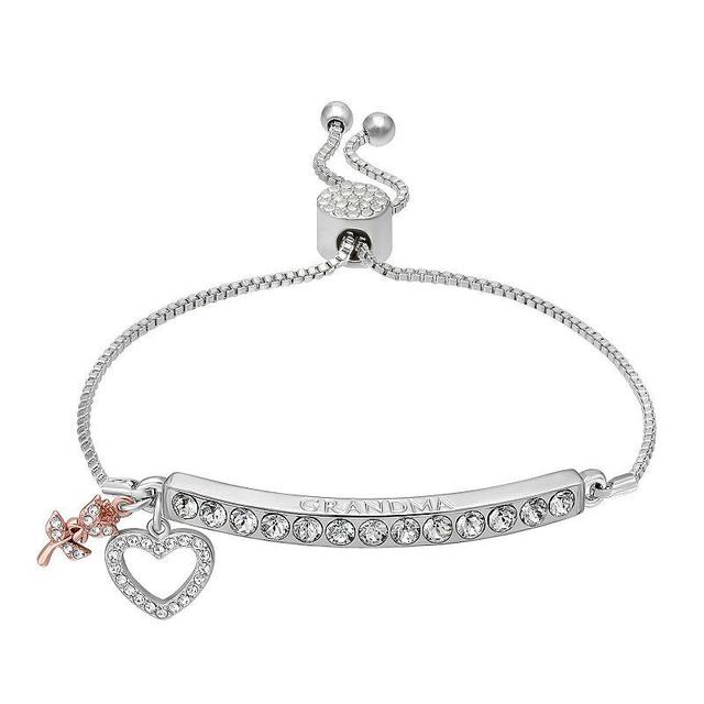 Brilliance Silver Plated Grandma Bar Bracelet, Womens Two Tone Pink Clear Product Image