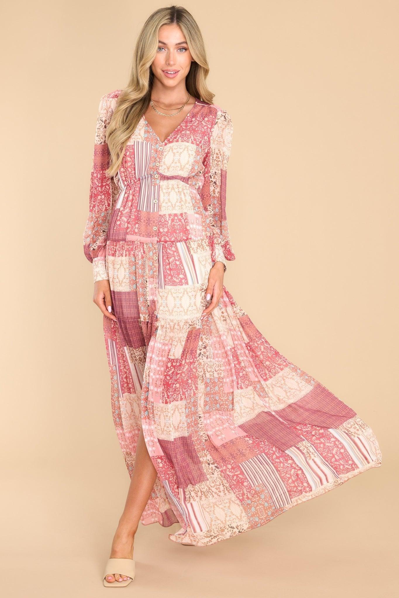 Be An Example Ruby Patchwork Print Maxi Dress Pink Product Image