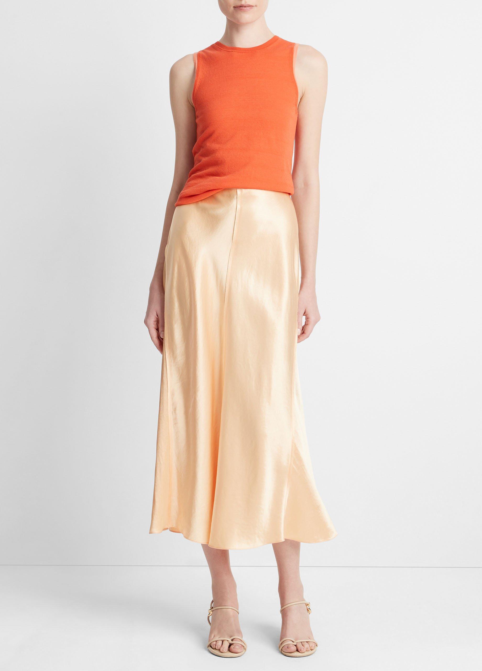 Satin Raw-Edge Paneled Slip Skirt Product Image