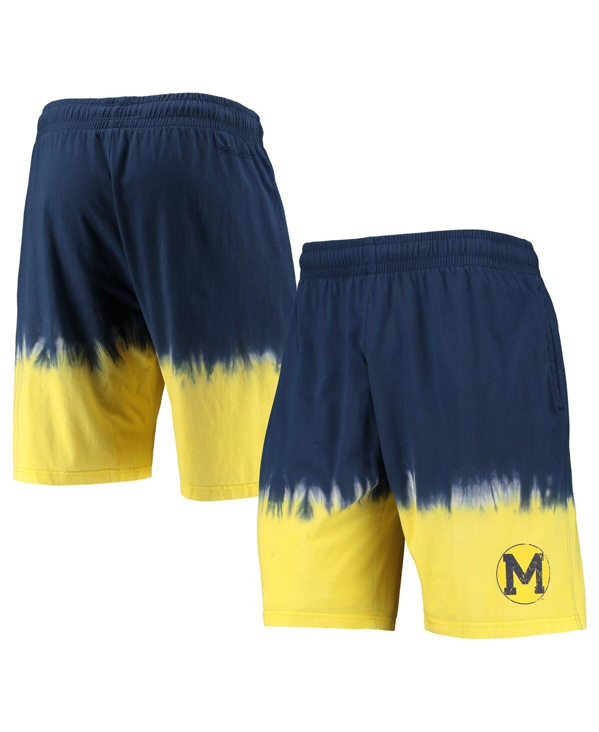 Mens Mitchell & Ness /Gold Michigan Wolverines Tie-Dye Shorts Blue Product Image