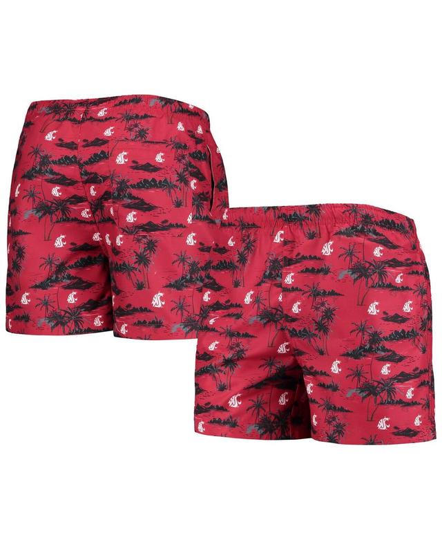 Mens FOCO Crimson Washington State Cougars Island Palm Swim Trunks Product Image