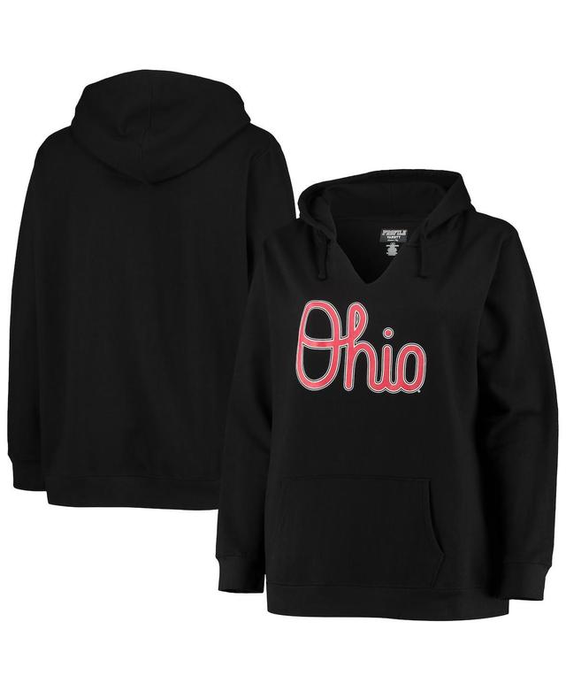 Womens Ohio State Buckeyes Plus Size Notch Neck Team Pullover Hoodie Product Image