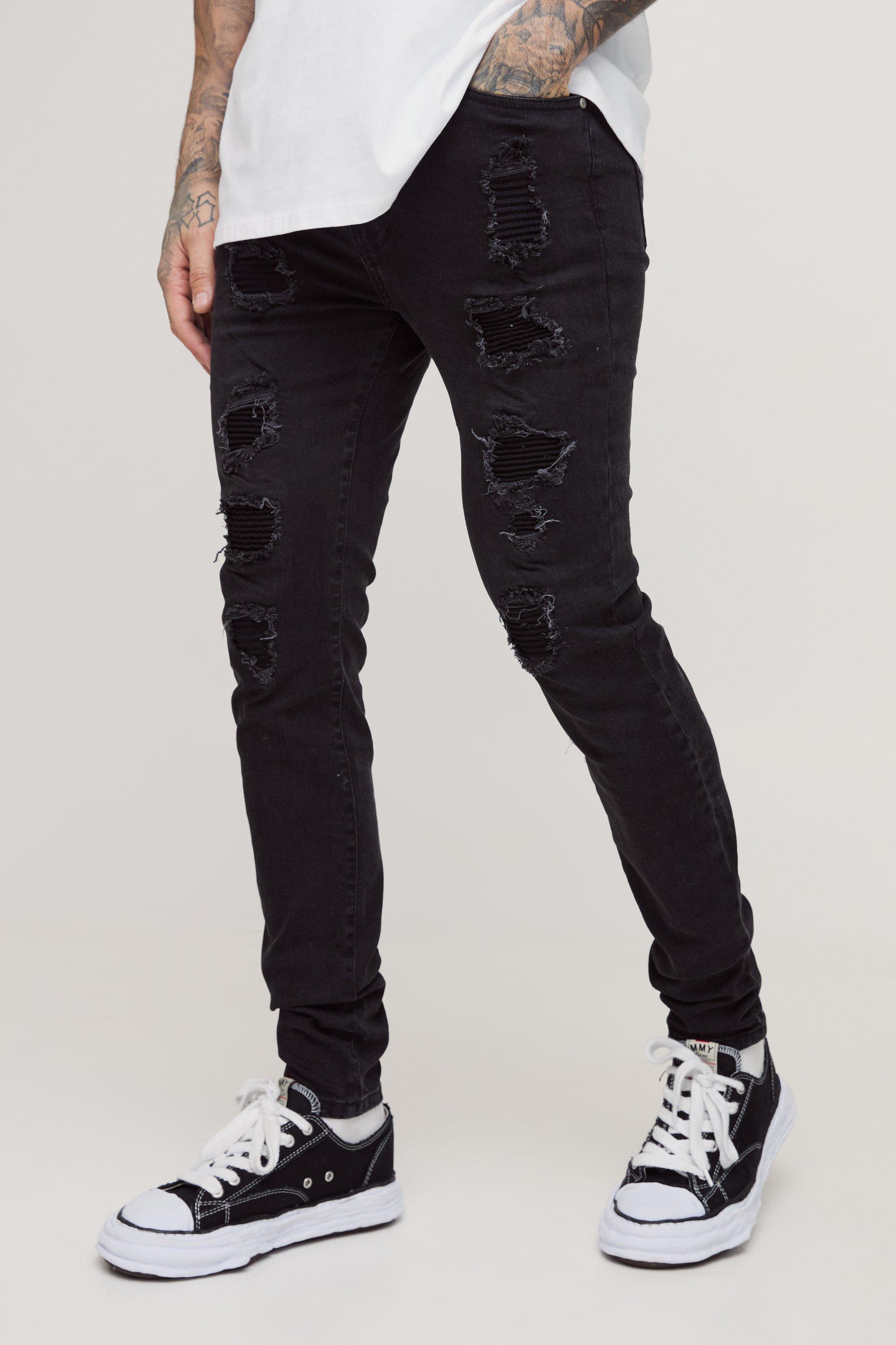 Tall Skinny Stretch Stacked Ripped Jeans | boohooMAN USA product image