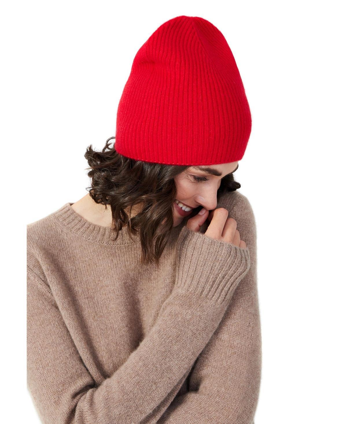 Style Republic Womens 100% Pure Cashmere Fully Ribbed Beanie Product Image