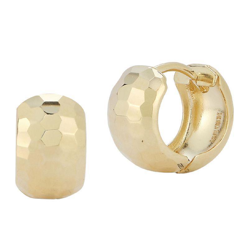 LUMINOR GOLD 14k Gold Hammered Bold Huggie Hoop Earrings, Womens Product Image