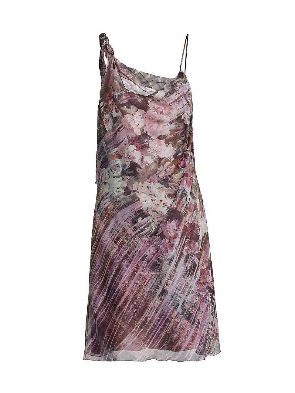 Womens Floral Silk Minidress Product Image