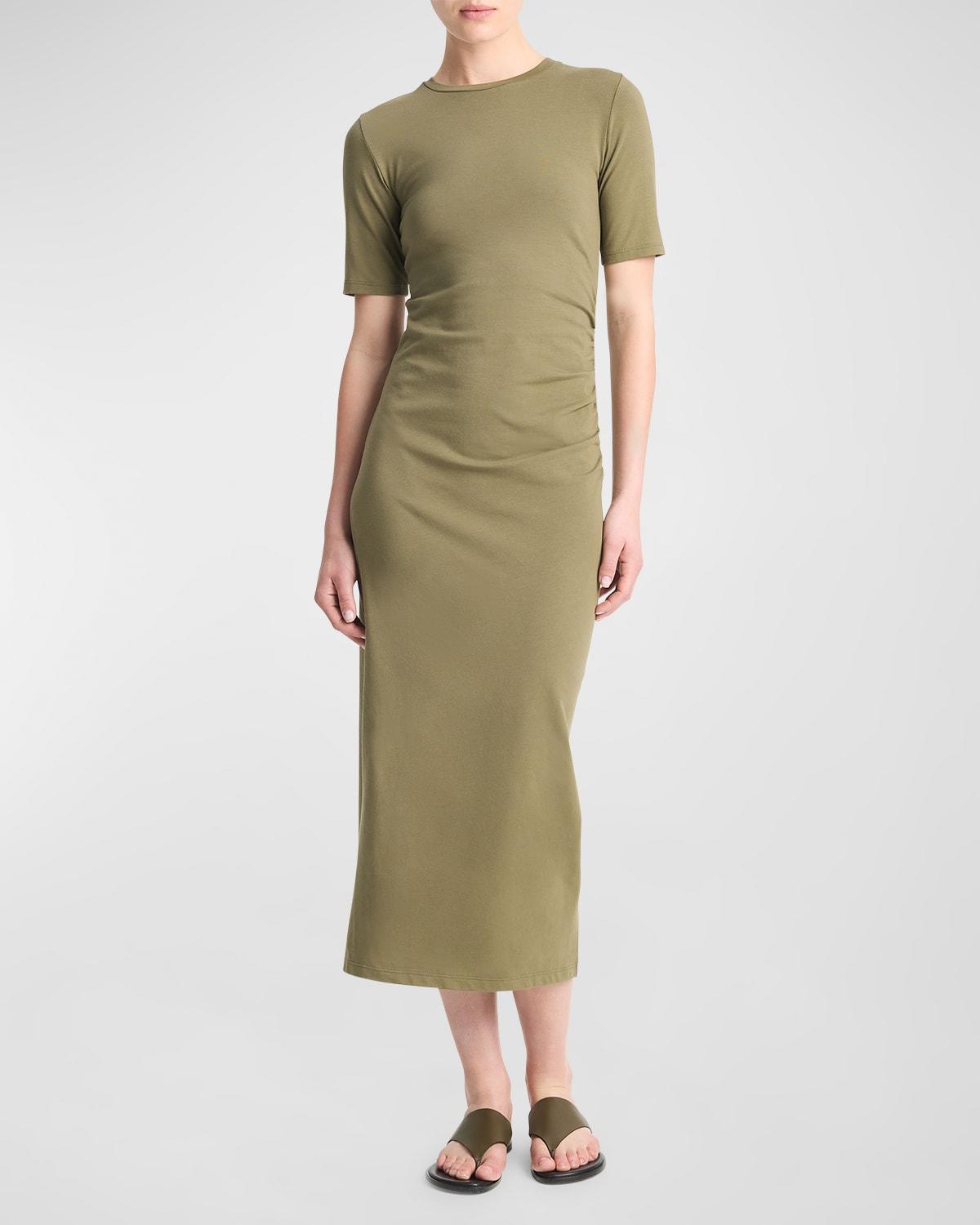 Short-Sleeve Side Drape Midi Dress product image