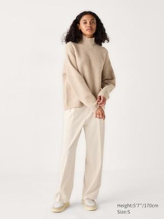 Womens Pleated Wide Pants Natural Large UNIQLO US product image