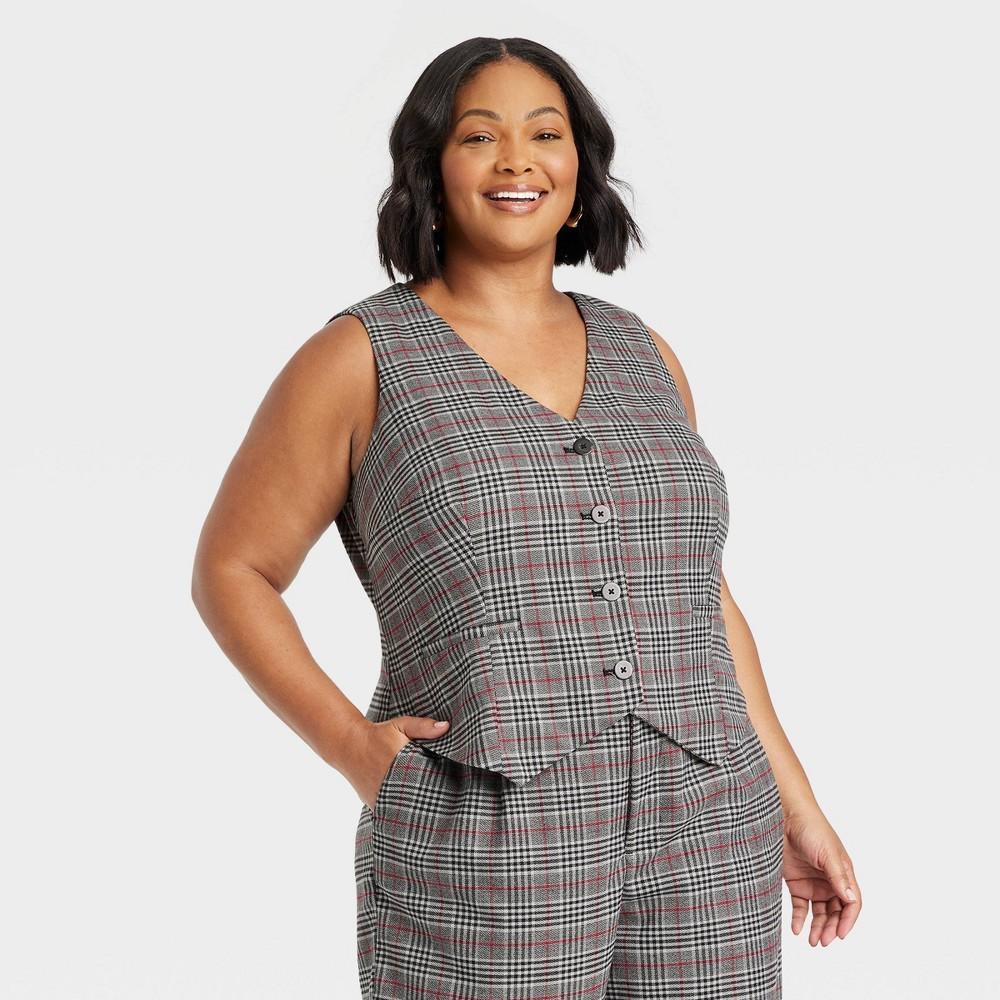 Womens Tailored Vest - Ava & Viv Plaid 3X Product Image