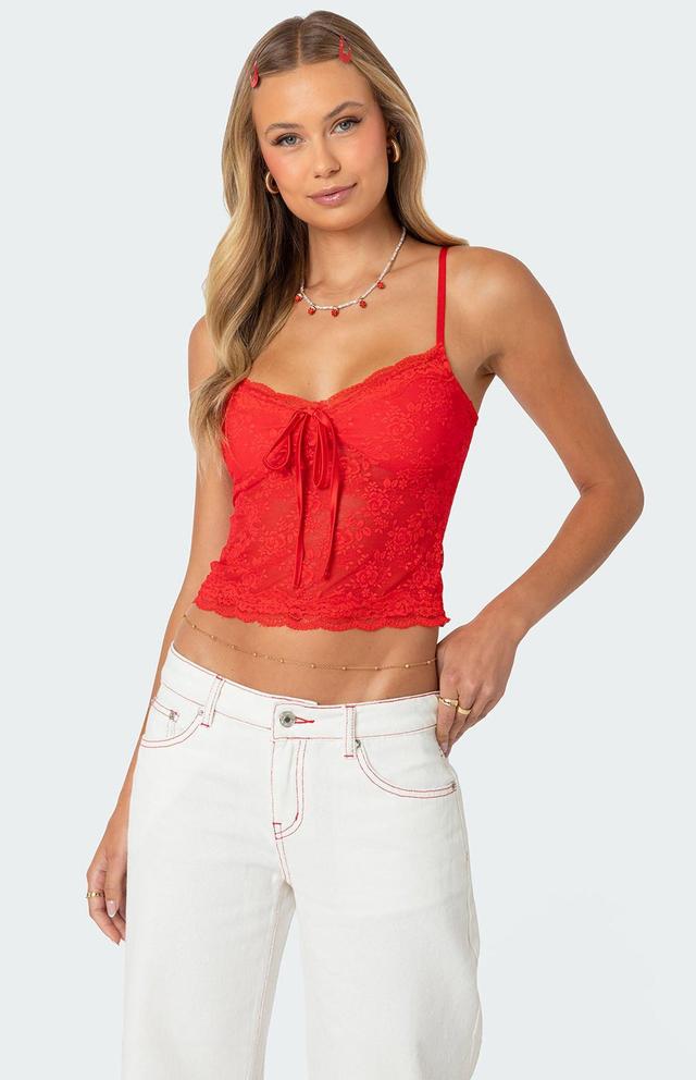 Edikted Women's Cami Sheer Lace Tank Top Product Image