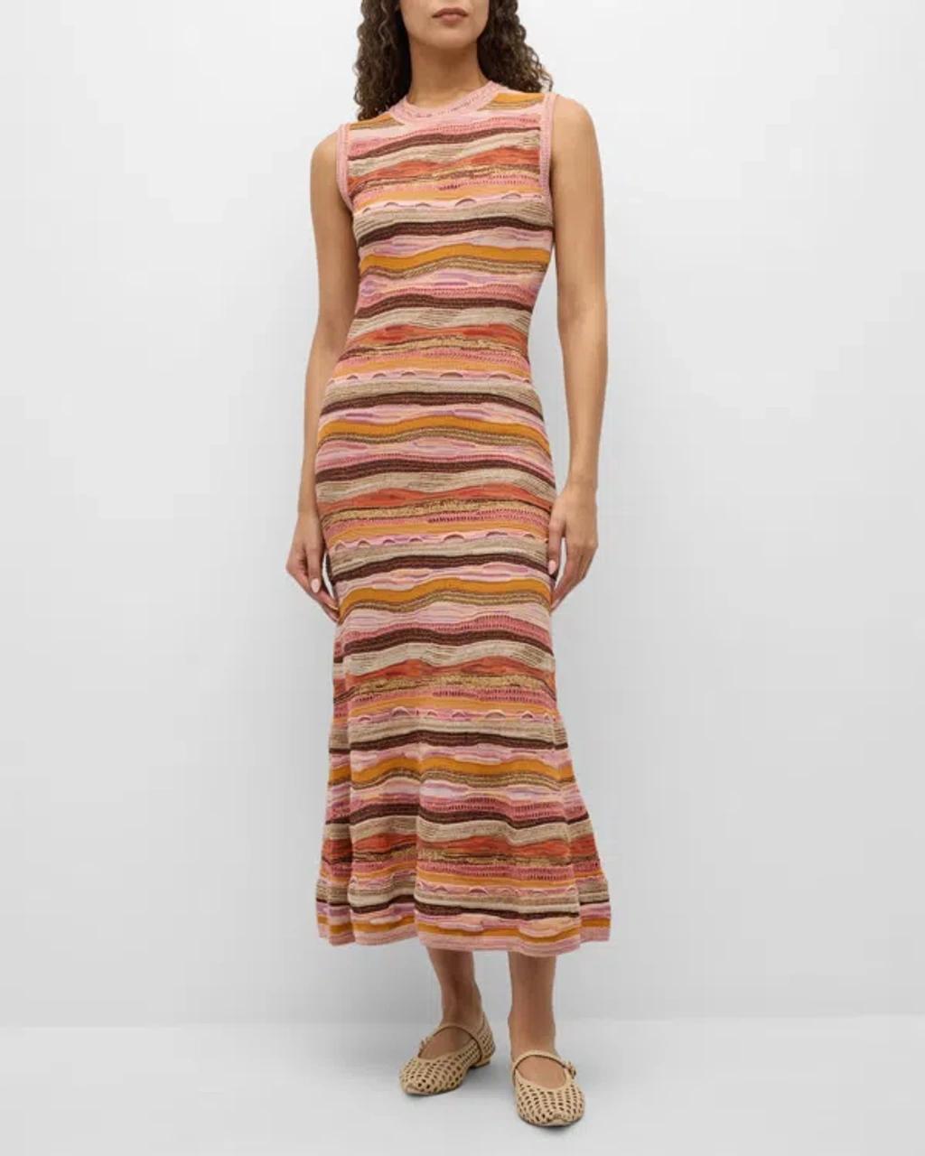 ULLA JOHNSON Fauna Sleeveless Knit Midi Dress In Pink Product Image