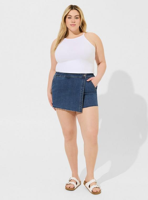 Mid Rise Vintage Stretch Denim Skort Product Image