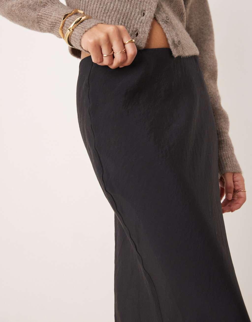 ASOS DESIGN soft touch maxi skirt in black Product Image