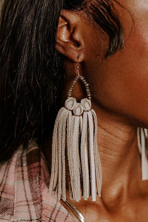 The Laguna Long Tassel Earrings in Smoky Quartz Product Image