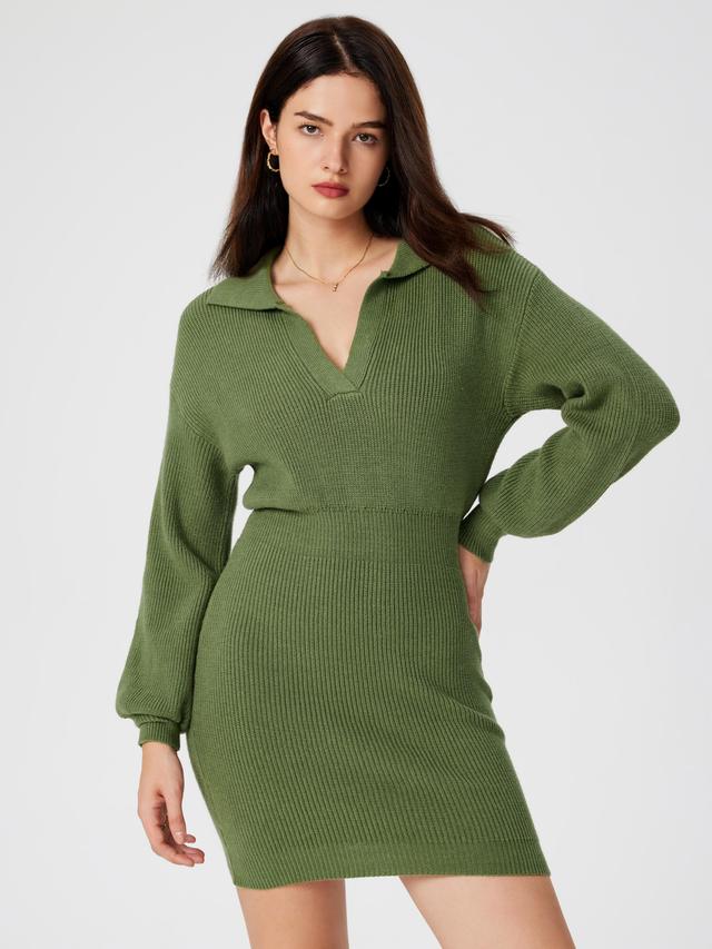 Knit Solid Polo Mini Dress Product Image