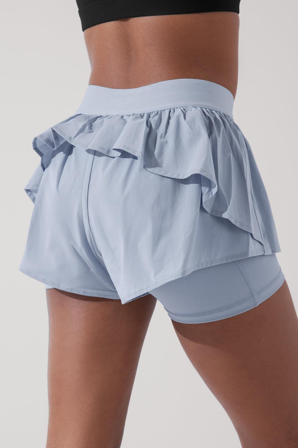 On the Run Ruffle Short - Blue Breeze Product Image