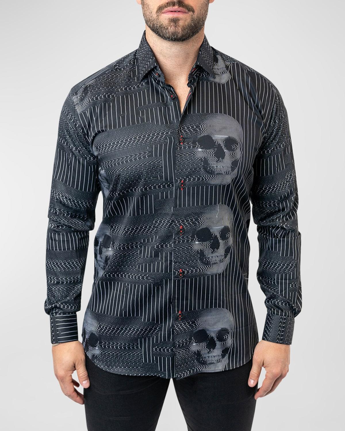 Maceoo Fibonacci Skulls Ghost Contemporary Fit Button-Up Shirt Product Image