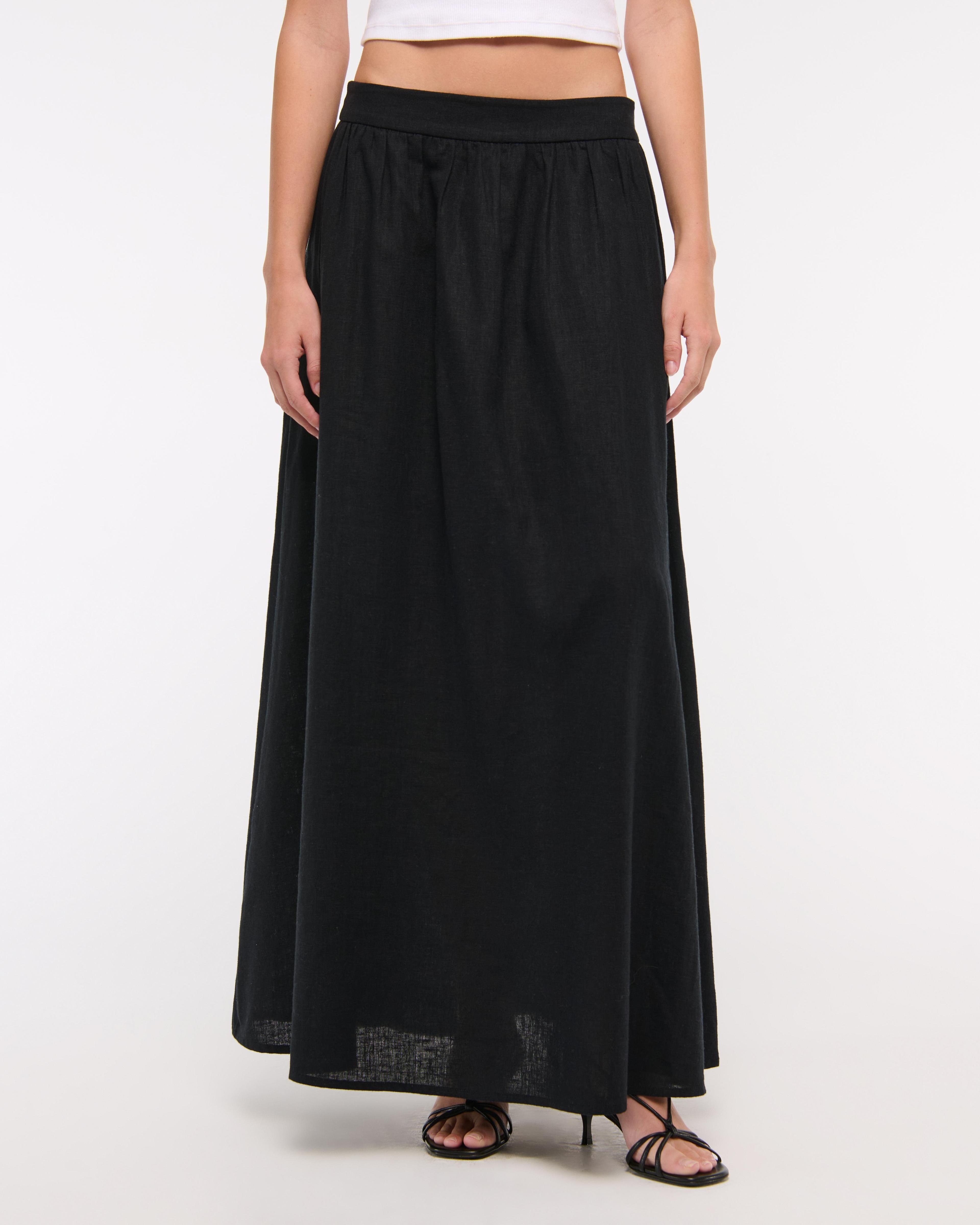 Linen-Blend Maxi Skirt Product Image