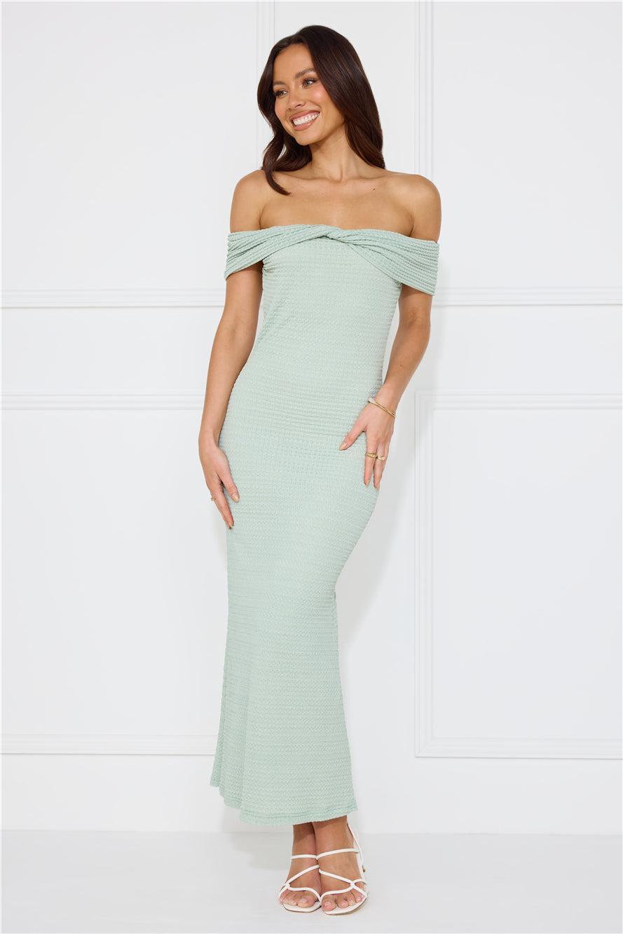 Fashion Fantasy Off Shoulder Maxi Dress Sage Product Image