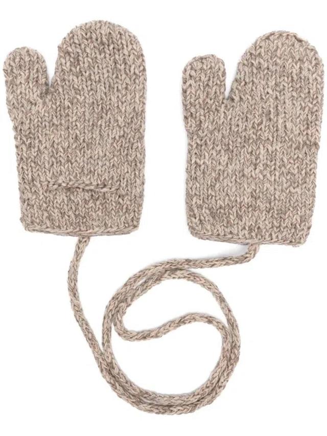 MAISON MARGIELA Shetland Mittens In Beige/light Grey/brown Product Image